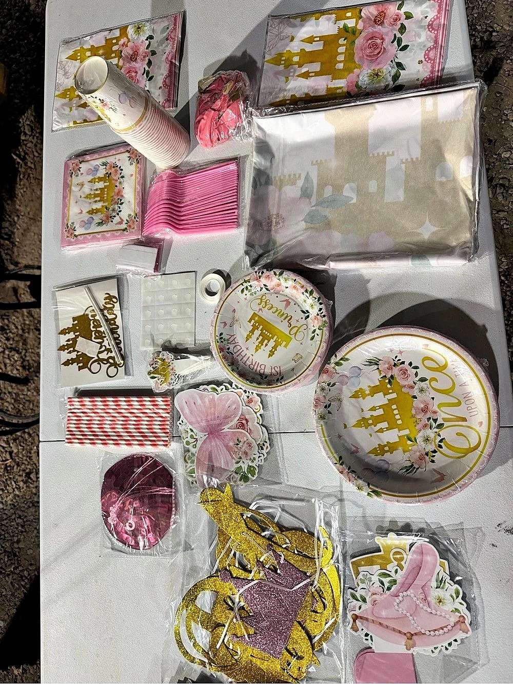 Princess Birthday Party Decorations Pink & Gold NWT